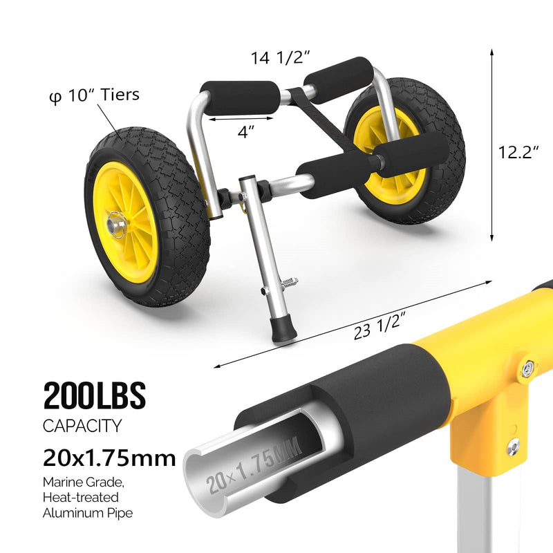 Load image into Gallery viewer, PEXMOR Foldable Kayak Car Aluminum with 10'' Solid Tires