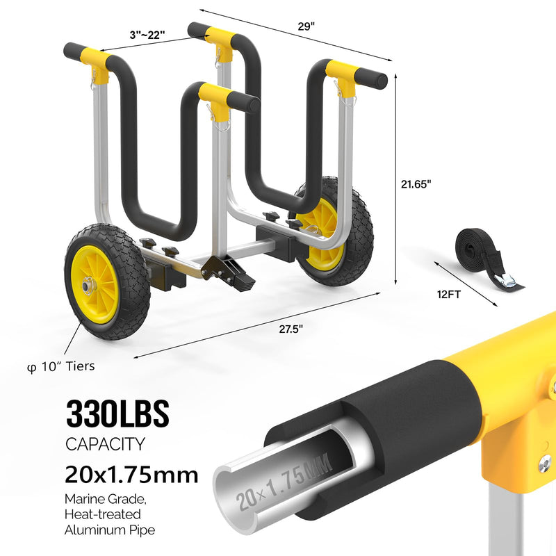 Load image into Gallery viewer, PEXMOR 2 in 1 Kayak Cart with 10" Solid Tires