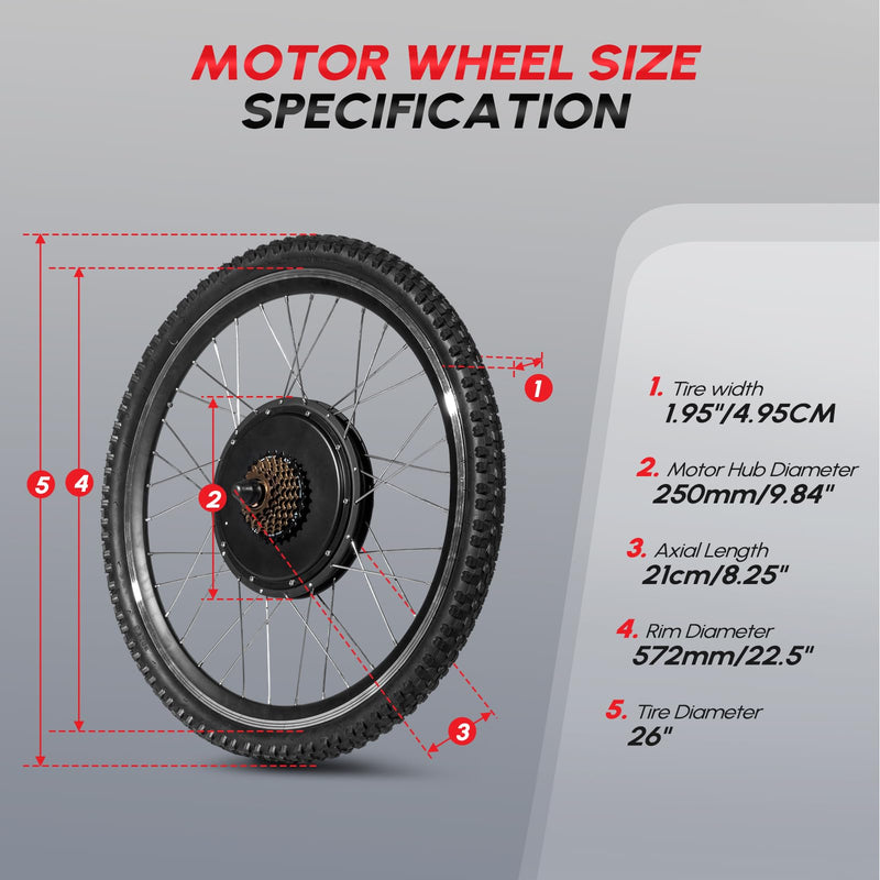 Load image into Gallery viewer, PEXMOR 26" Electric Bike Conversion Kit 48V Hub Motor Wheel Kit with Battery Indicator