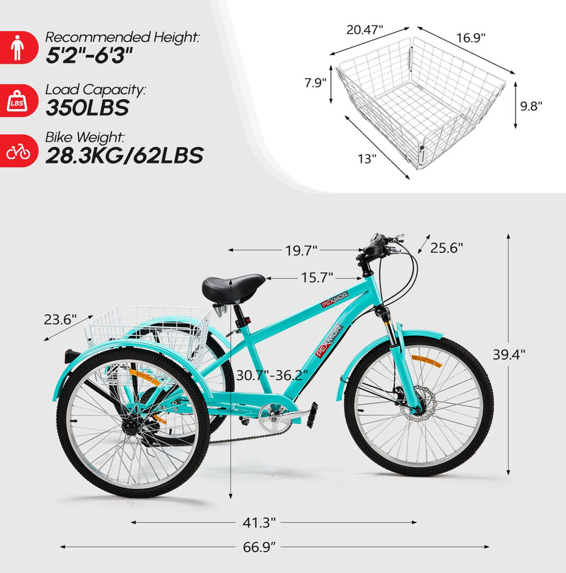 Load image into Gallery viewer, PEXMOR 7-Speed Mountain Tricycle Adults