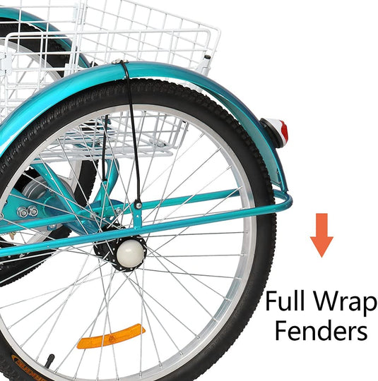 PEXMOR 7 Speed Adult Tricycle Three Cruiser Bike w/Folding Basket