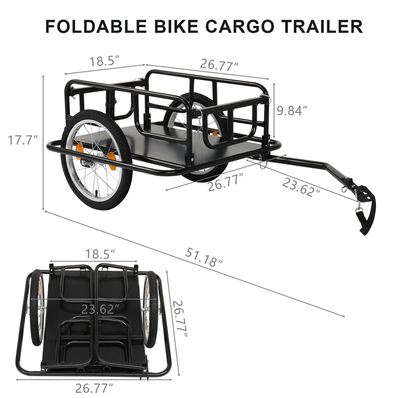 Load image into Gallery viewer, PEXMOR Foldable Bike Cargo Trailer Universal Hitch 16" Wheels