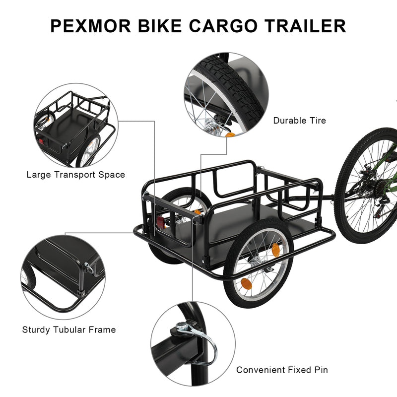 Load image into Gallery viewer, PEXMOR Foldable Bike Cargo Trailer Universal Hitch 16" Wheels