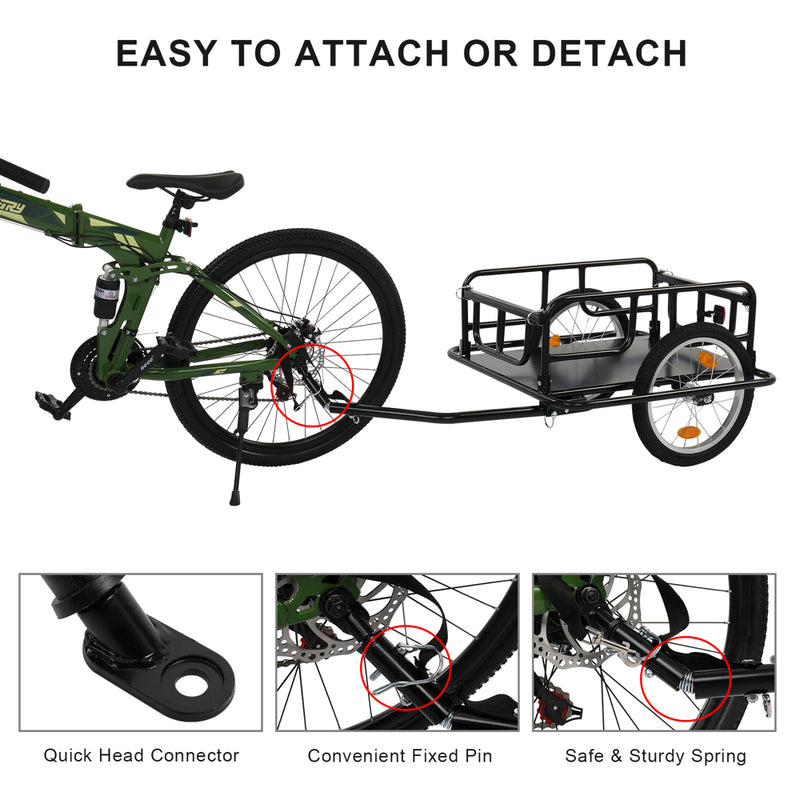Load image into Gallery viewer, PEXMOR Foldable Bike Cargo Trailer Universal Hitch 16" Wheels