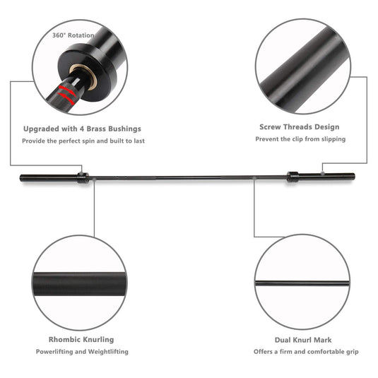 PEXMOR 5/7 Feet Olympic Barbell with Rotating Sleeve