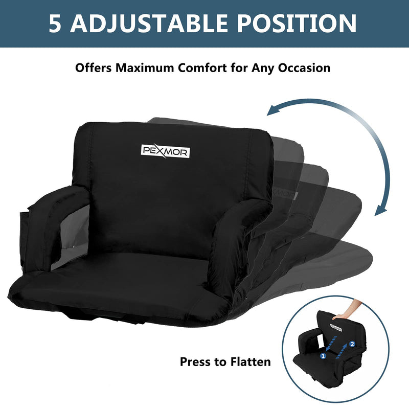 Load image into Gallery viewer, PEXMOR 2pc Portable 21" Folding Stadium Seat with Back Support Cushion Armrest and Pockets