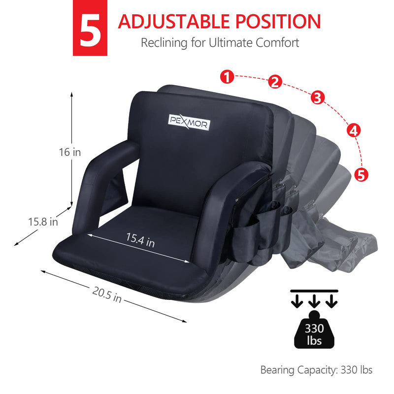 Load image into Gallery viewer, PEXMOR 21" Portable Stadium Seats with Heating Reclining Back Support 2pc
