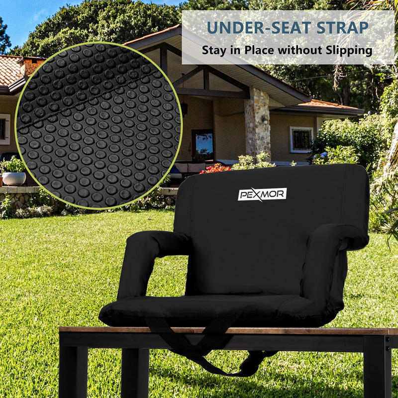 Load image into Gallery viewer, PEXMOR 2pc Portable 21" Folding Stadium Seat with Back Support Cushion Armrest and Pockets