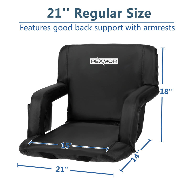 Load image into Gallery viewer, PEXMOR 2pc Portable 21" Folding Stadium Seat with Back Support Cushion Armrest and Pockets