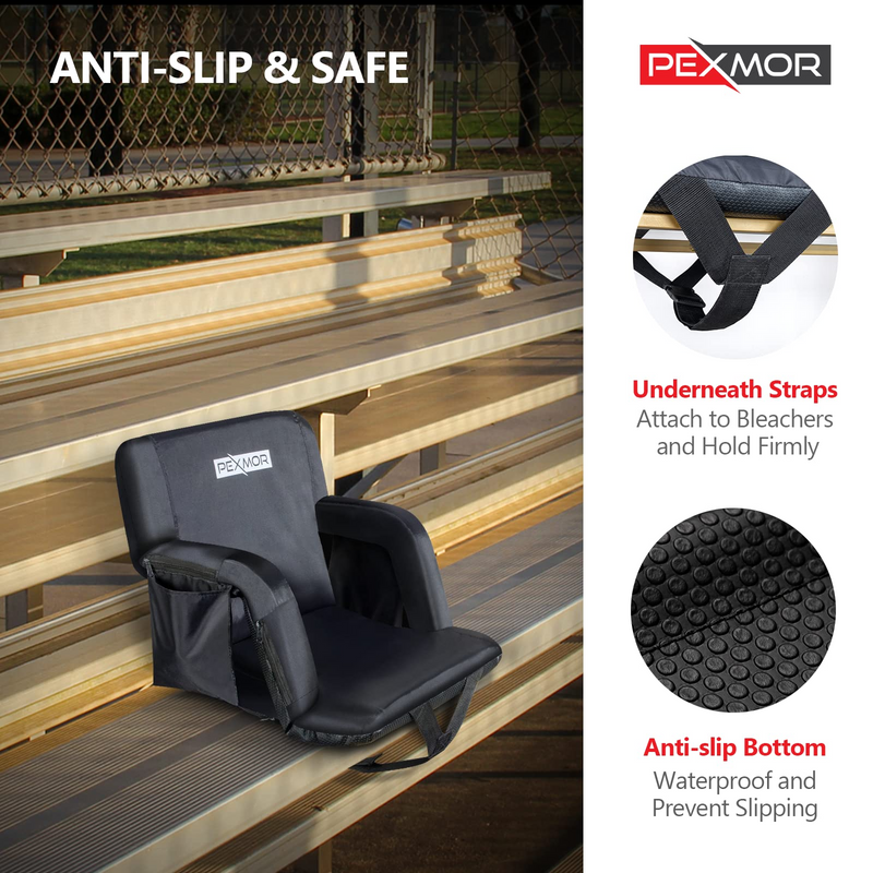 Load image into Gallery viewer, PEXMOR 21" Portable Stadium Seats with Heating Reclining Back Support 2pc