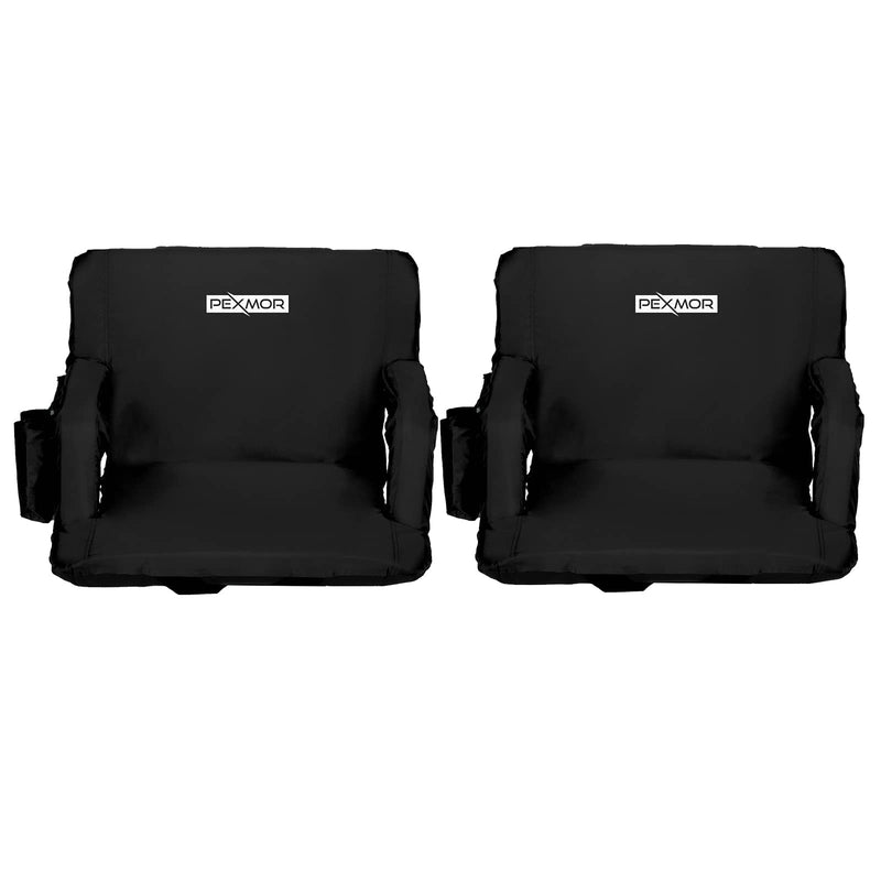Load image into Gallery viewer, PEXMOR 2pc Portable 21" Folding Stadium Seat with Back Support Cushion Armrest and Pockets