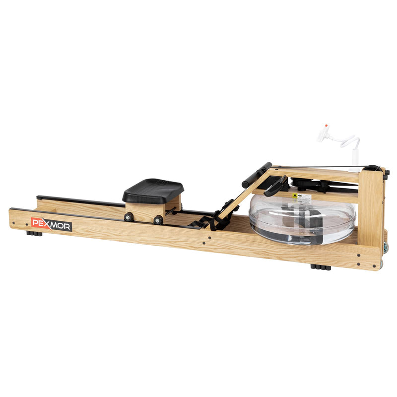Load image into Gallery viewer, PEXMOR Oak Wood Water Rowing Machine with LCD Monitor