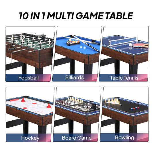 PEXMOR 48 inch 10 in 1 Multifunctional Game Table Wood Color