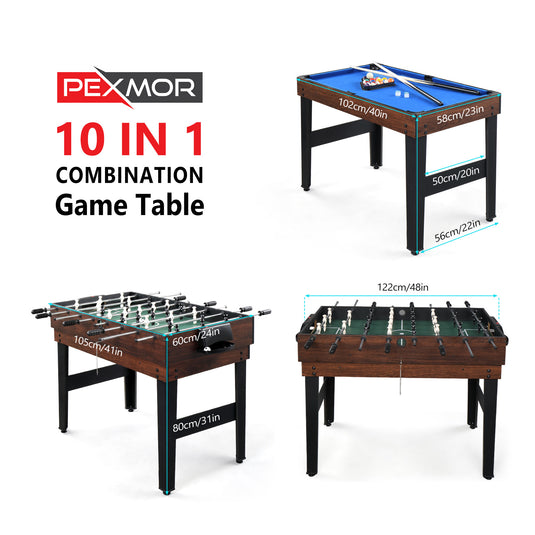 PEXMOR 48 inch 10 in 1 Multifunctional Game Table Wood Color