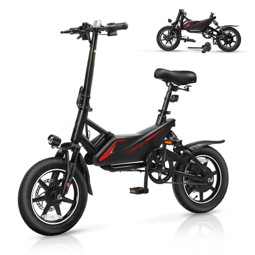 PEXMOR 14-Inch Electric Bike for Adults in Black/White
