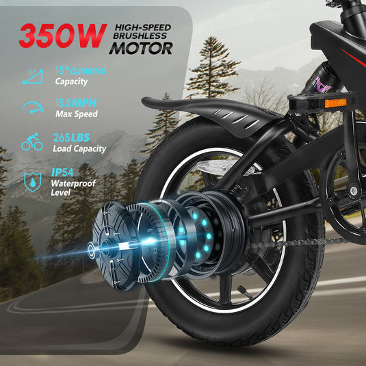 PEXMOR 14" Foldable City Electric Bike for Adults Peak 500W