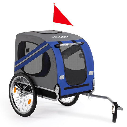 PEXMOR Folding Dog Bike Trailer Pet Carrier with Universal Hitch 20" Wheel