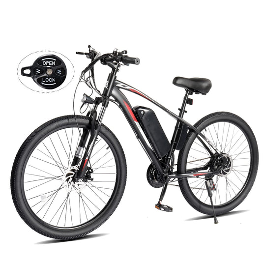PEXMOR 27.5in 500W Electric Bike with Removable Battery for Adult Orange/Red