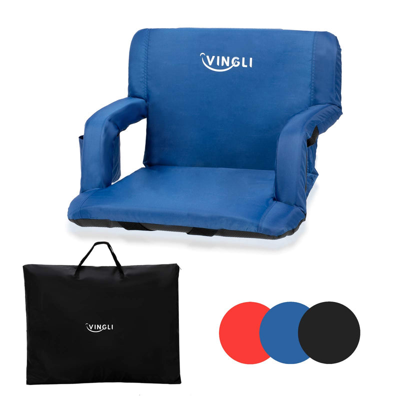Load image into Gallery viewer, PEXMOR Wide 24.5&#39;&#39; Stadium Seats for Bleachers with Back Support &amp; Carrying Bag, Reclining Chair with Two Pockets for Drinks, Portable Padded Shoulder Straps, Armrests, Waterproof Anti-Slip Bottom
