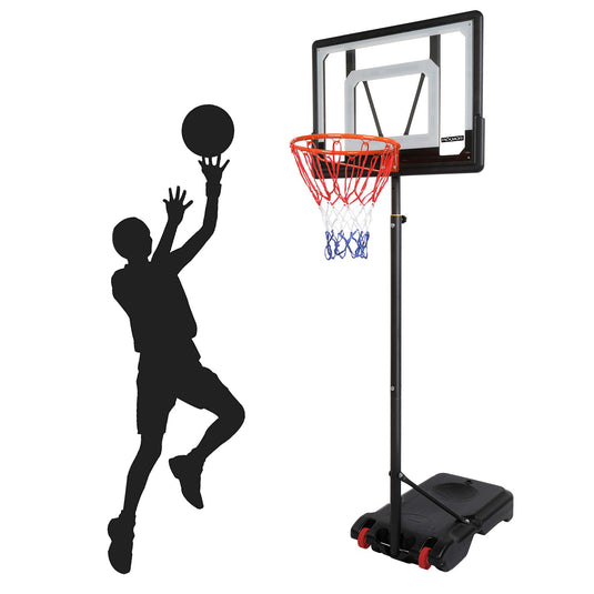 PEXMOR Portable Youth Basketball Hoop Goal System 5-7 FT Height Adjustable with Wheels