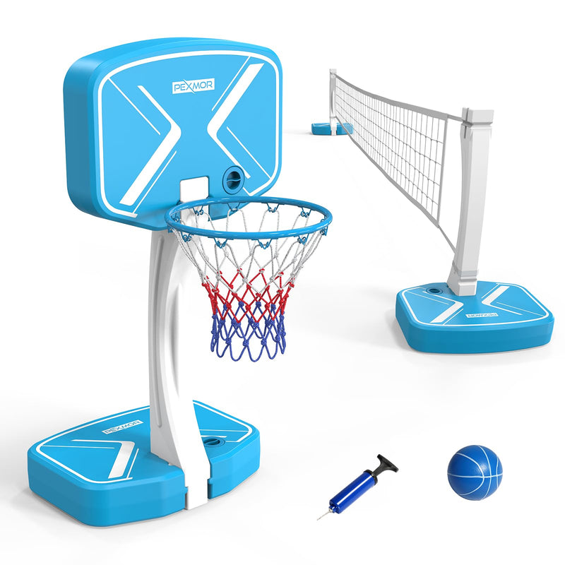 Load image into Gallery viewer, PEXMOR 2-in-1 Pool Basketball Hoop with Volleyball Net

