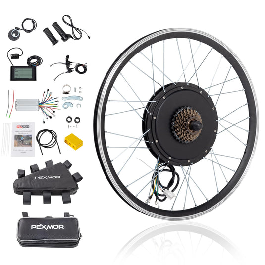 PEXMOR 26" Electric Bike Conversion Kit 1200W Ebike Hub Motor Kit Upgrade 3 Mode Controller