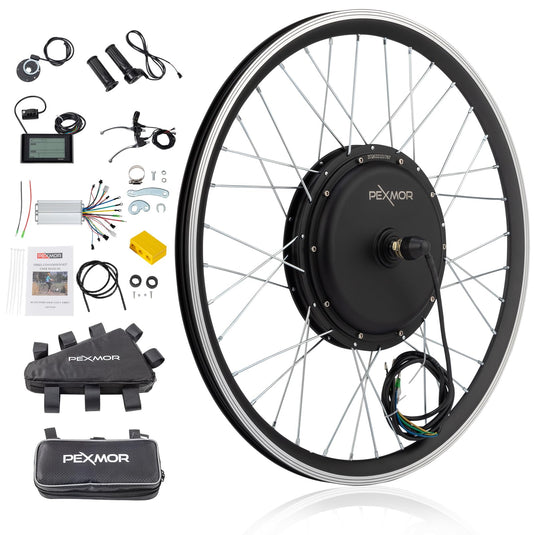 PEXMOR 26" Electric Bike Conversion Kit Wheel Ebike Hub Motor Kit Upgrade 3 Mode Controller Wheel Kit