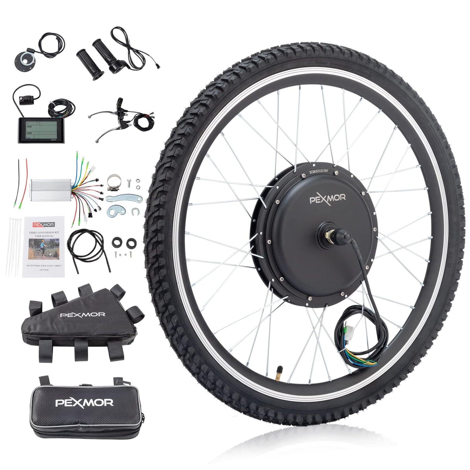 PEXMOR 48V 1000W Electric Bike Conversion Kit 26" Front Wheel EBike C