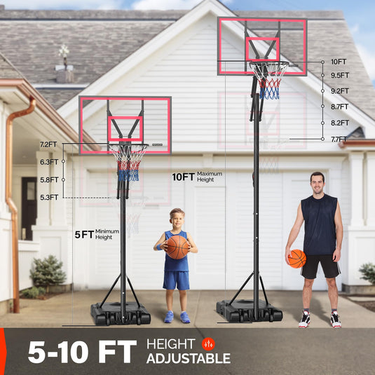 PEXMOR 10 FT Basketball Hoop Adjustable-Height Basketball System