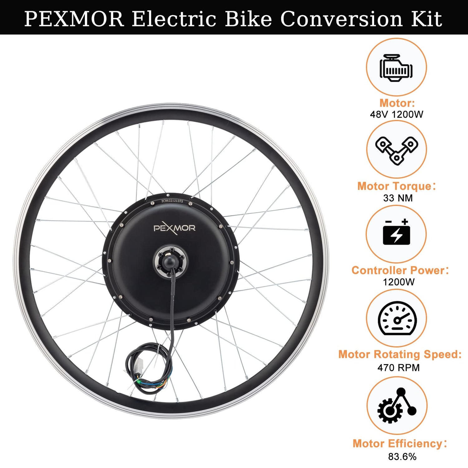 PEXMOR 26" Electric Bike Hub Conversion Kit with 3 Mode Controller Pexmor