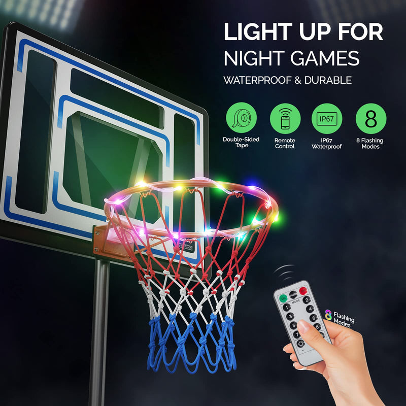 Load image into Gallery viewer, PEXMOR Poolside Basketball Hoop with Light 3.8-4.5 FT Height Adjustable Portable Basketball Goal w/Two Size 5 Glowing Balls &amp; Pump
