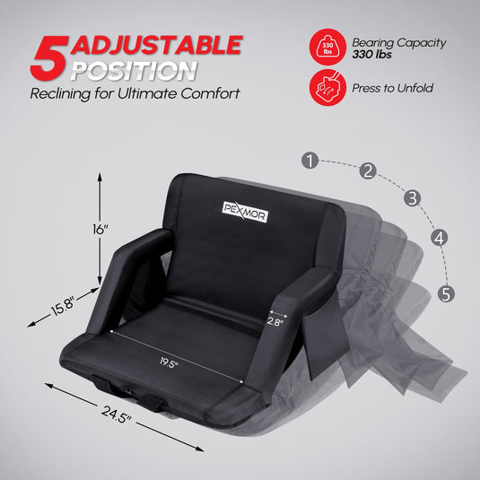 PEXMOR 21in/25in Portable Padded Seats for Bleachers Waterproof Anti-Slip Bottom