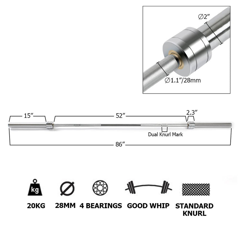 Load image into Gallery viewer, PEXMOR 5/7 Ft Barbell Olympic Bar with Rotating Sleeve Weightlifting Bar
