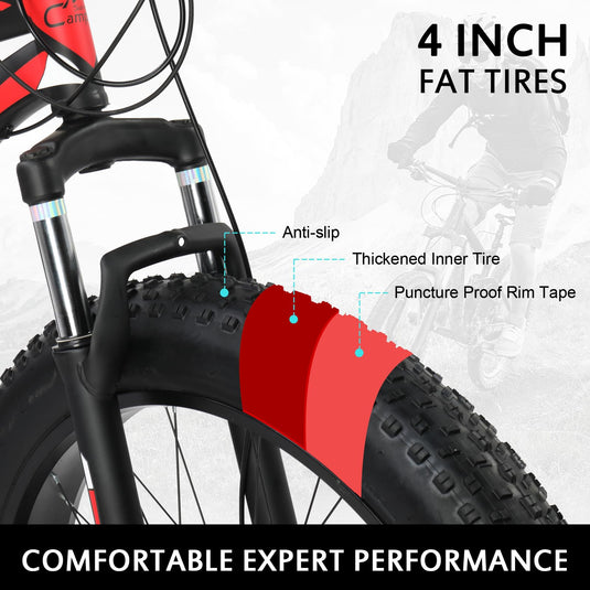 26" Mountain Bike 21-Speed Shifting System with 4" Fat All Terrain Tires