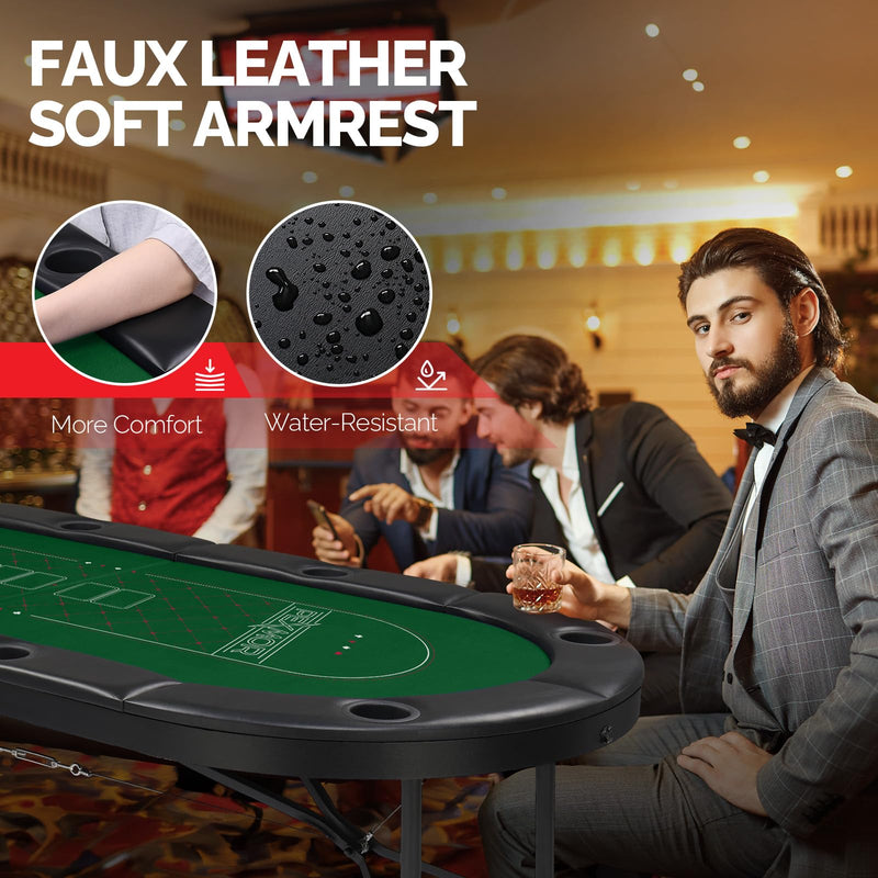 Load image into Gallery viewer, PEXMOR Foldable Poker Table 8 Player Folding Blackjack Texas Holdem Poker Table
