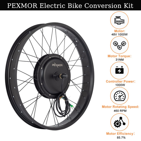 PEXMOR 48V 1200W Electric Bike 26" Fat Front Wheel Conversion Kit