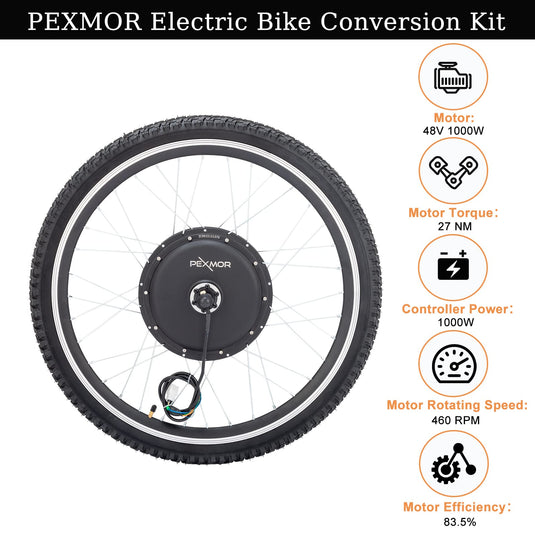 PEXMOR 26" Rear Wheel E-Bike Conversion Kit 48V 1500W/1000W Electric Bike