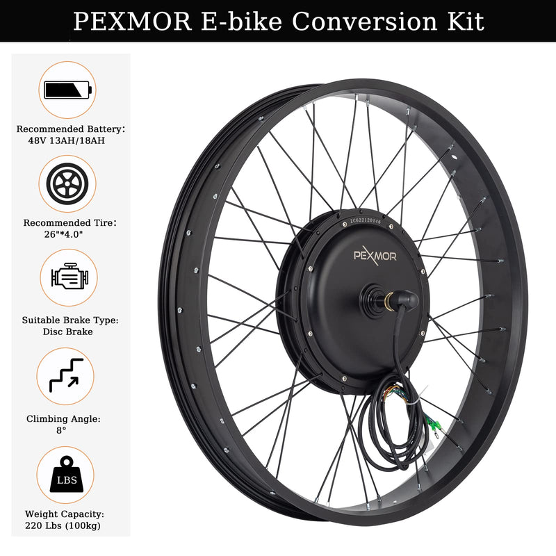 Load image into Gallery viewer, PEXMOR 26&quot; Electric Bike Conversion Kit Fat Front Wheel  Ebike Hub Motor Kit Upgrade 3 Mode Controller Wheel Kit
