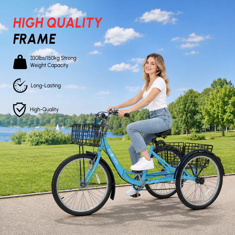 Load image into Gallery viewer, PEXMOR Folding 24" Adult Tricycle 7 Speed Adult Trike
