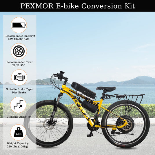 PEXMOR 26 Electric Bike Conversion Kit Front/Rear Wheel E-Bike