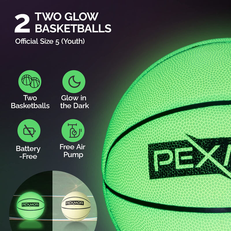Load image into Gallery viewer, PEXMOR Poolside Basketball Hoop with Light 3.8-4.5 FT Height Adjustable Portable Basketball Goal w/Two Size 5 Glowing Balls &amp; Pump
