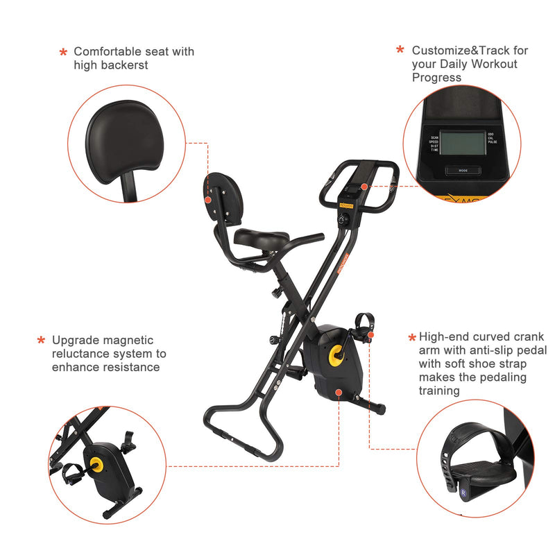 Load image into Gallery viewer, PEXMOR Adjustable Folding Exercise Bike Black
