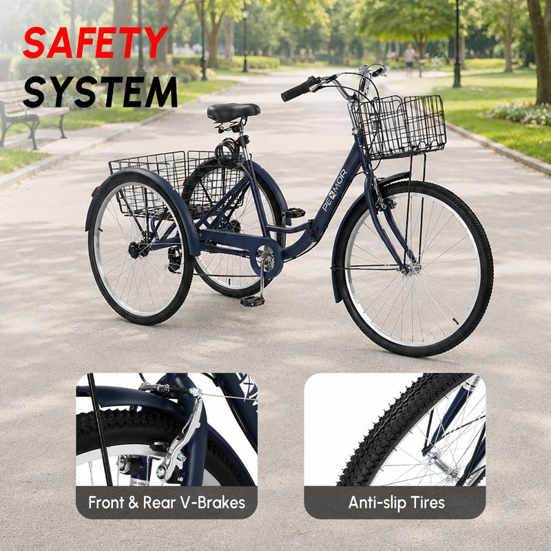 Load image into Gallery viewer, PEXMOR Folding 26" Adult Tricycle 7 Speed Adult Trike
