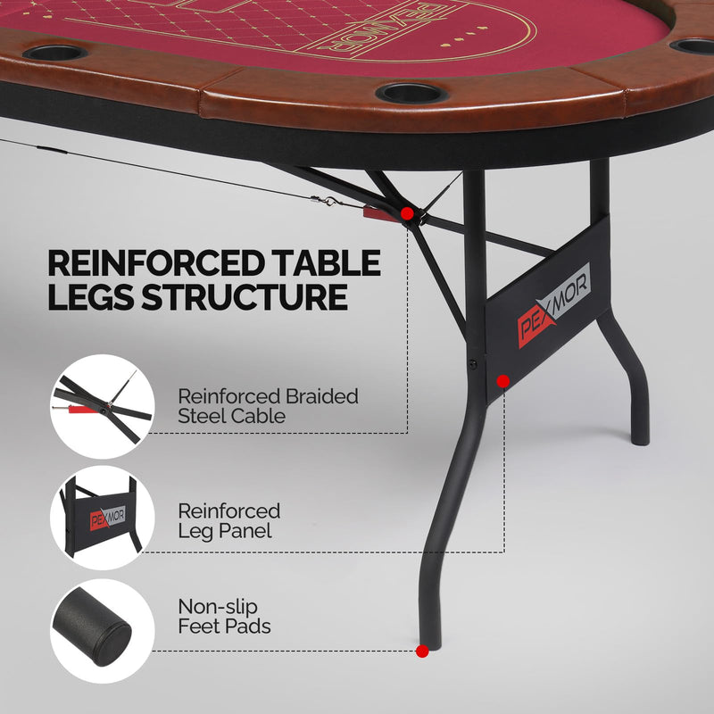 Load image into Gallery viewer, PEXMOR 10 Player Foldable Poker Table Portable Game Table
