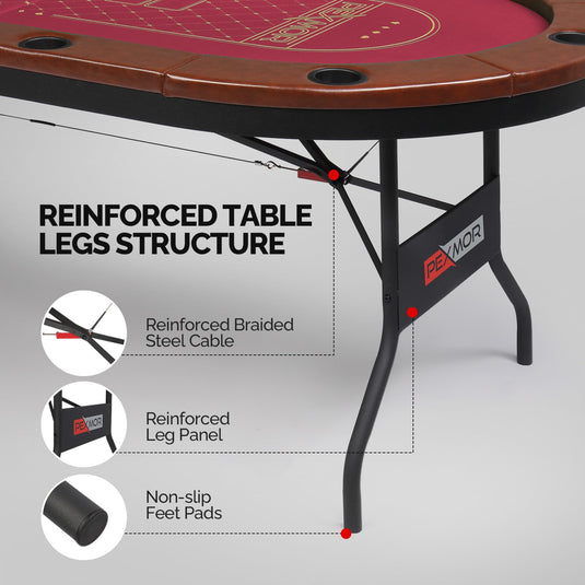 PEXMOR 10 Player Foldable Poker Table Portable Game Table