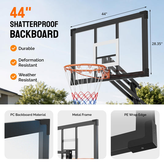 PEXMOR Adjustable 10FT Portable Basketball Hoop with Fillable Base & Wheels