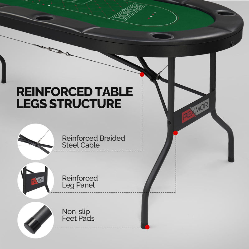 Load image into Gallery viewer, PEXMOR Foldable Poker Table 8 Player Folding Blackjack Texas Holdem Poker Table
