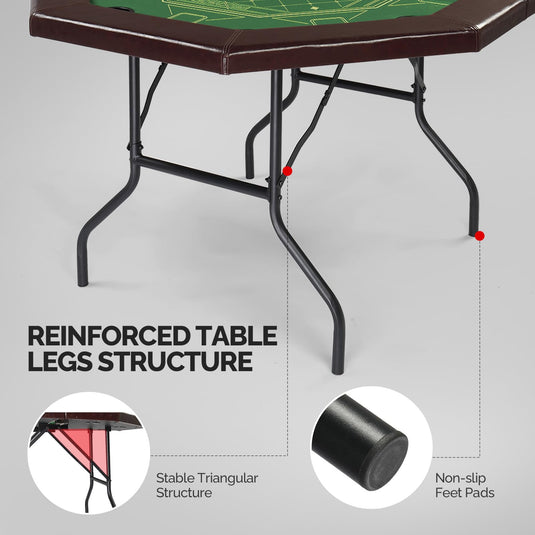 PEXMOR 8 Player Poker Table Folding Octagonal Blackjack Texas Holdem Poker Table
