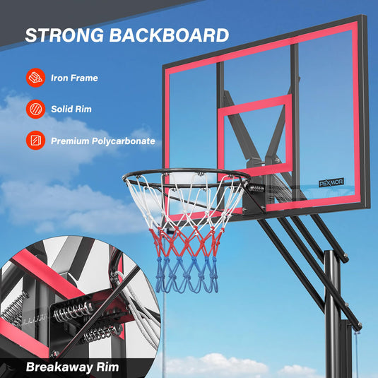 PEXMOR 10 FT Basketball Hoop Adjustable-Height Basketball System