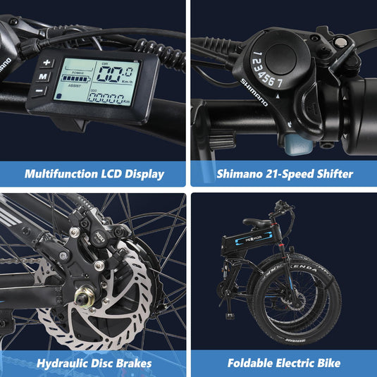 PEXMOR 26" Electric Bike 750W Electric Bicycle Folding Ebike